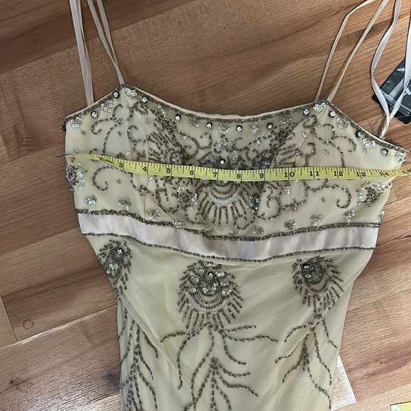 Gold Embellished Asymmetrical Tiered Cocktail Dress - Picture 4 of 5